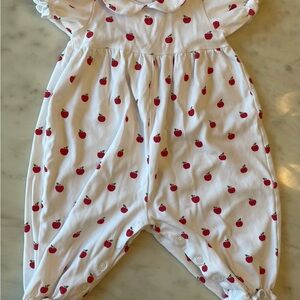 The Beaufort Bonnet Company White Romper with Red Apple Print